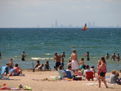 Indiana Dunes State Park... looking back across Lake Michigan to the skyline of Chicago in the background.